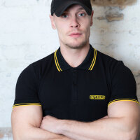 Capt. Berlin Polo-Shirt Black + Stripes Yellow S
