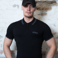Capt. Berlin Polo-Shirt Black + Stripes Grey XL