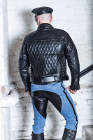 R&Co Blue Denim Jeans With Leather Saddle And Stripes