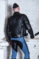 R&Co Blue Denim Jeans With Leather Saddle And Stripes